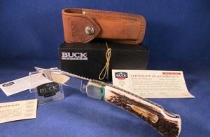 美国巴克BUCK 110EKSLE3-B折叠猎人麋鹿角柄折刀...